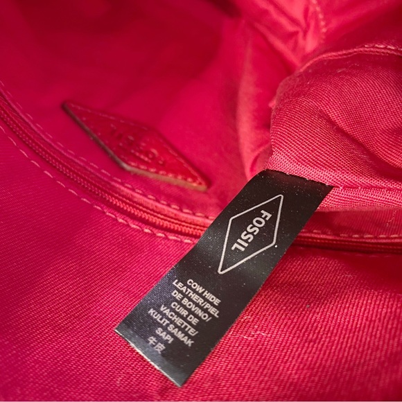 Fossil Piper Expandable Red Leather Crossbody Satchel - Picture 14 of 15